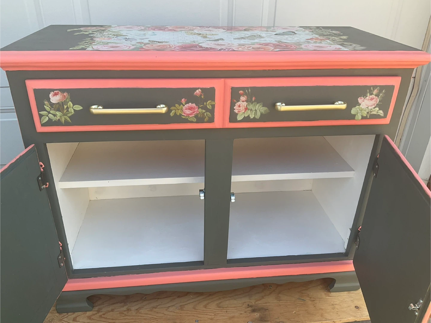 Upcycled Floral Accent Cabinet - photo 4