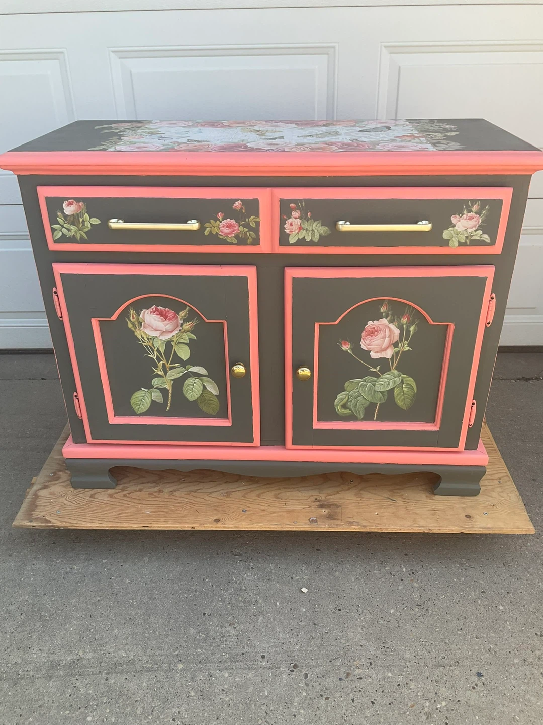 Upcycled Floral Accent Cabinet