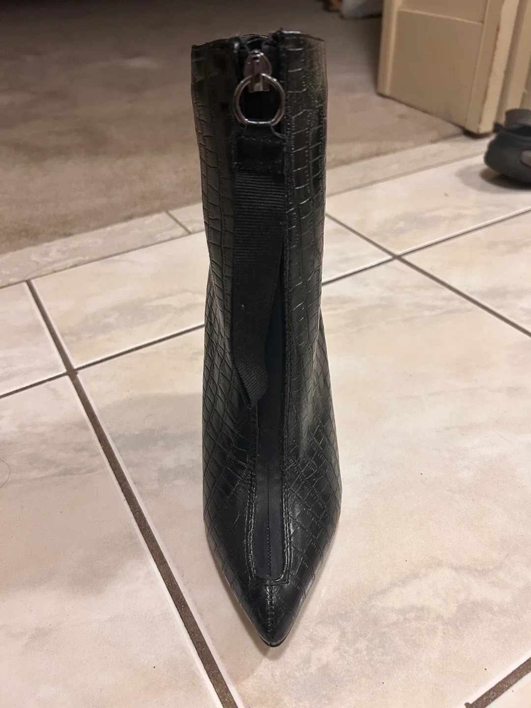 Black Crocodile Print Heeled Ankle Boots image indicator(3)