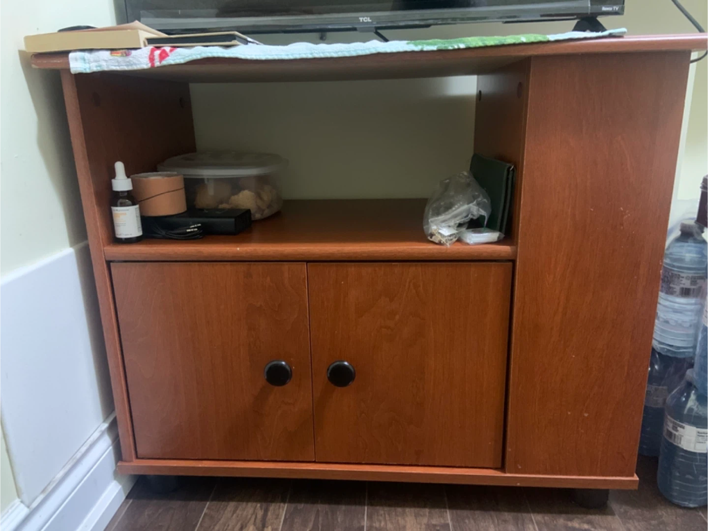 Wooden TV Stand with Storage Cabinet - photo 2