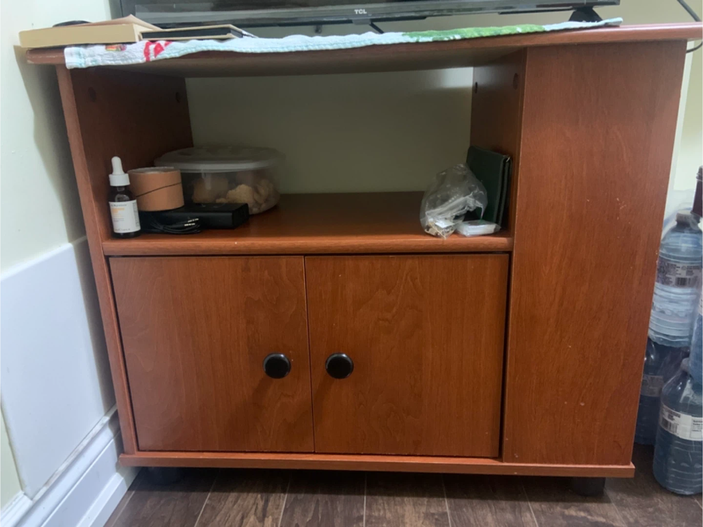 Wooden TV Stand with Storage Cabinet