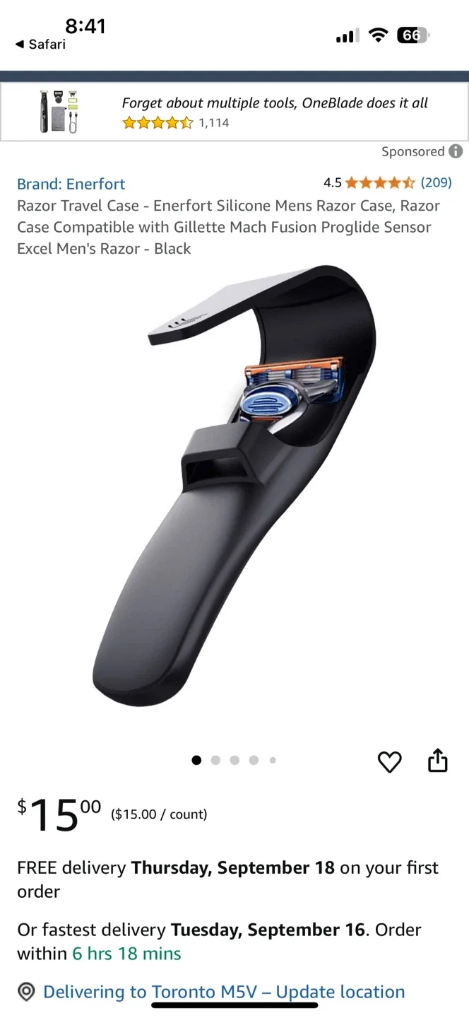 Travel Razor Case - New, Black Toiletries Protector thumbnail
