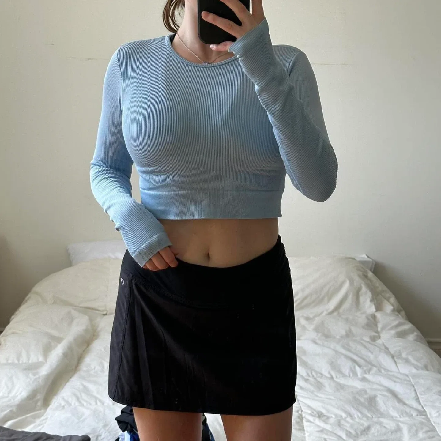 Light blue long sleeve athletic top