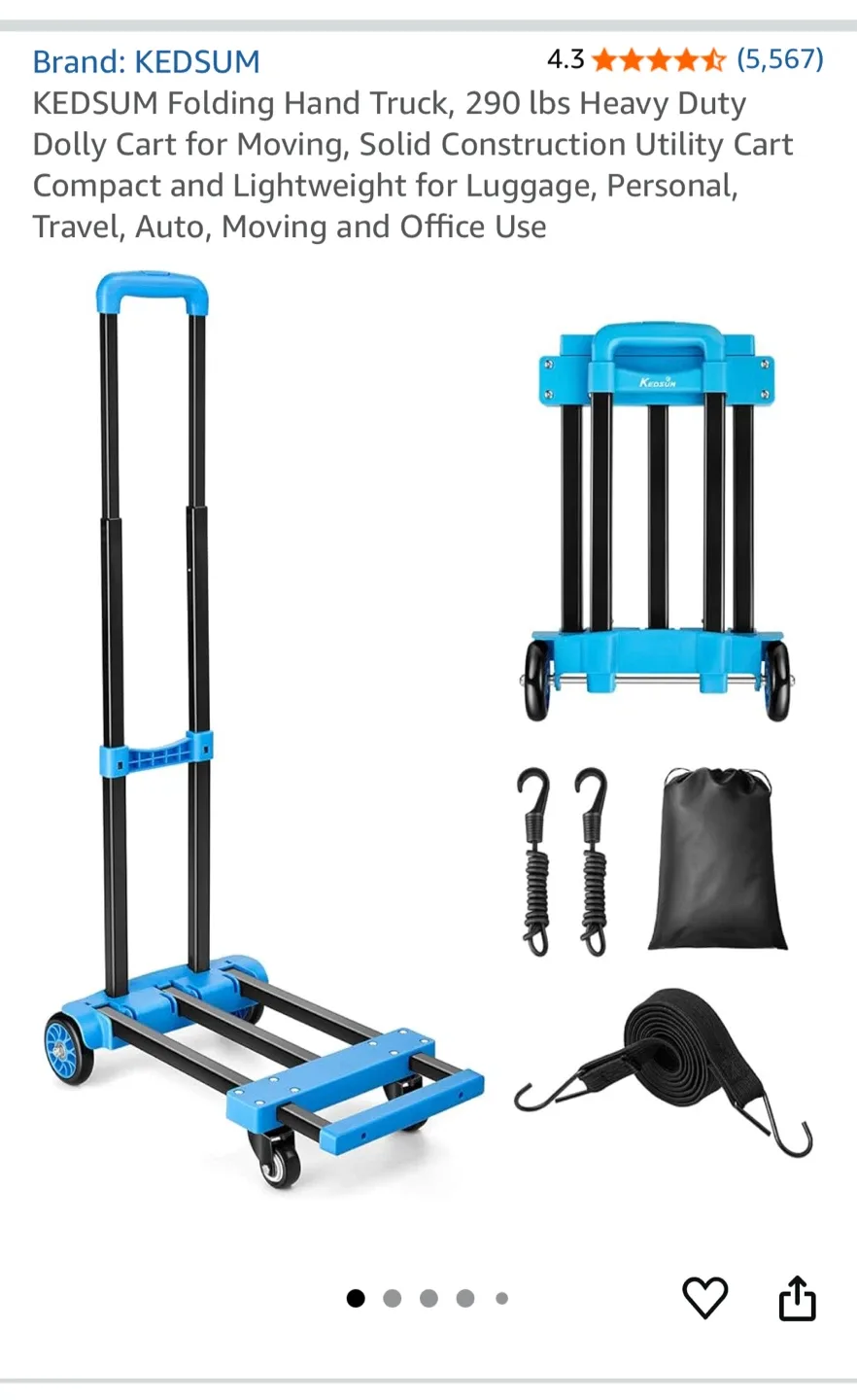 KEDSUM Folding Hand Truck - 290 lbs Heavy Duty Dolly Cart thumbnail