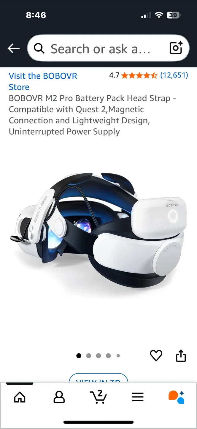 BOBOVR M2 Pro Battery Pack Head Strap for Quest 2 thumbnail