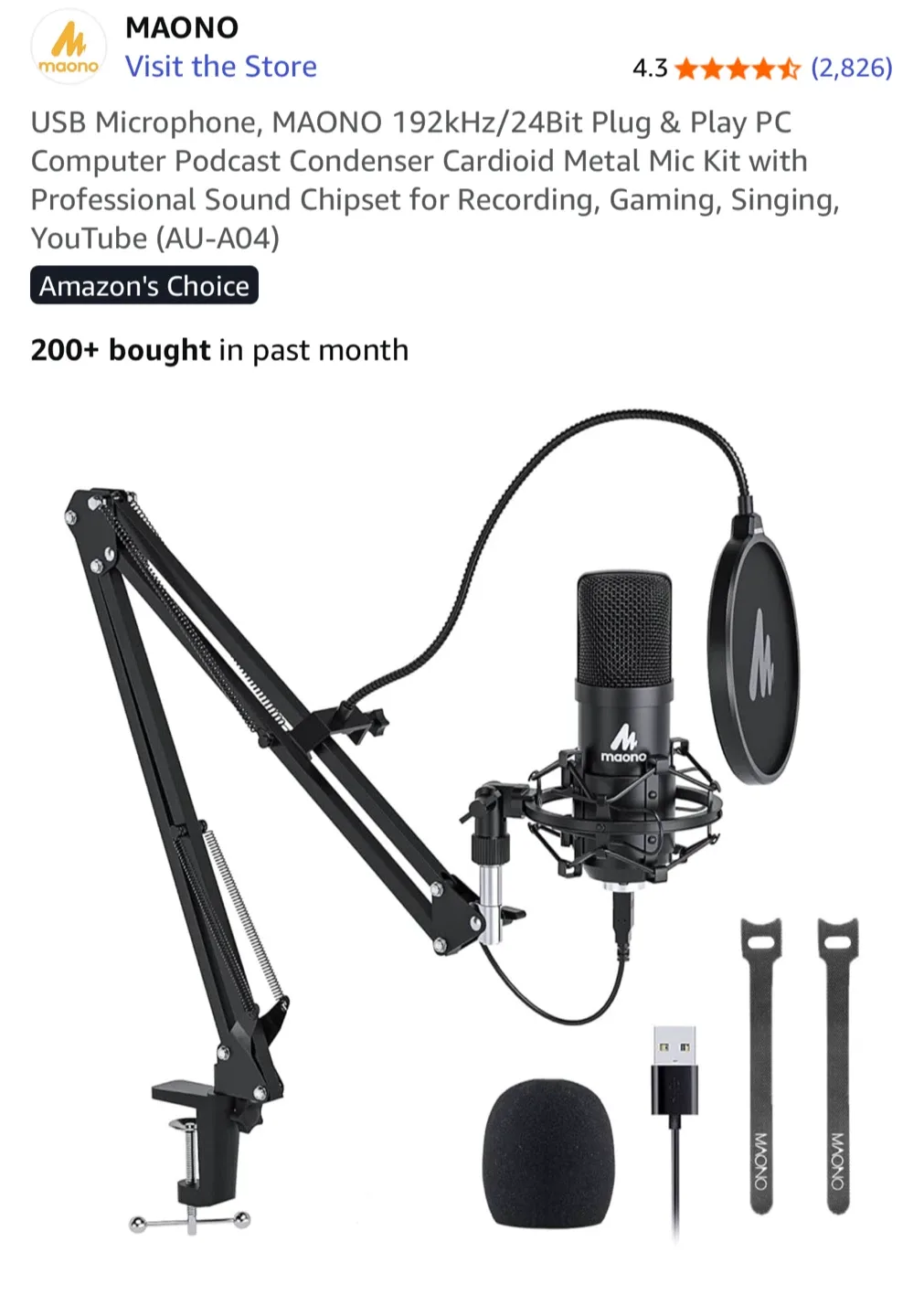 MAONO AU-A04 USB Microphone Kit - Like New!