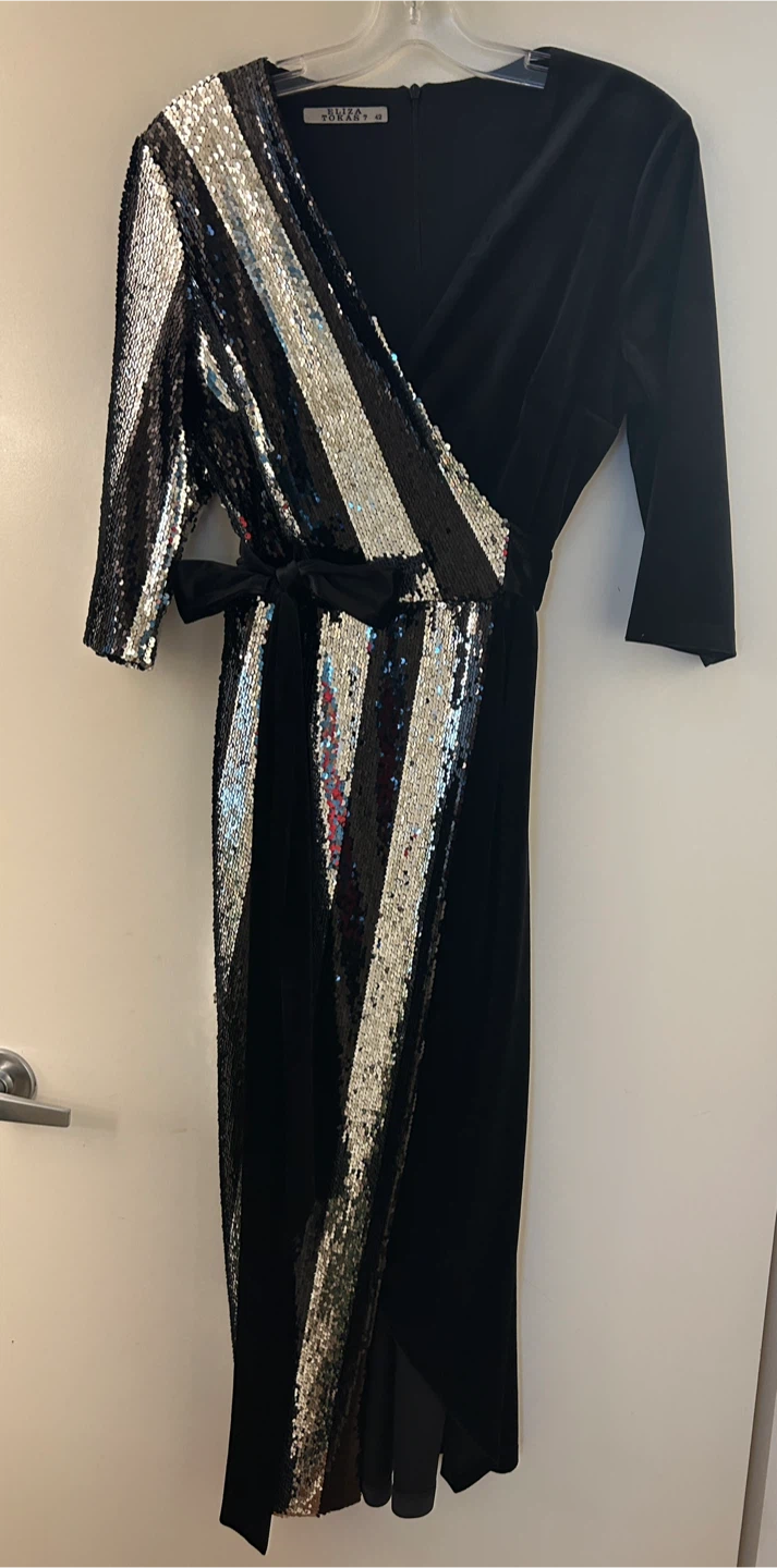 Black and Silver Sequin Dress - Size 42 - photo 2