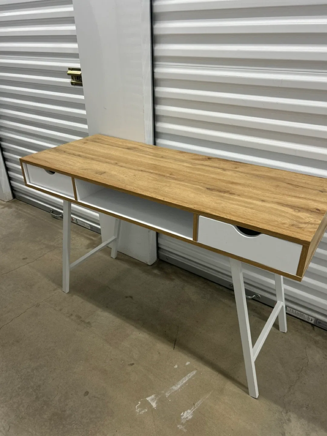 Wood & White Desk with Drawer thumbnail