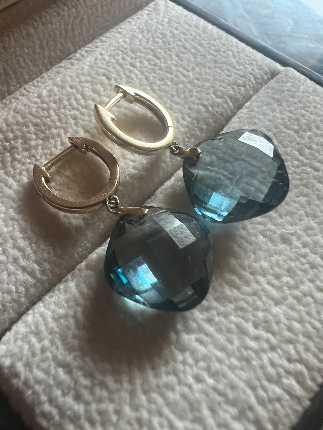 14 k Blue Topaz & Gold Drop Earrings