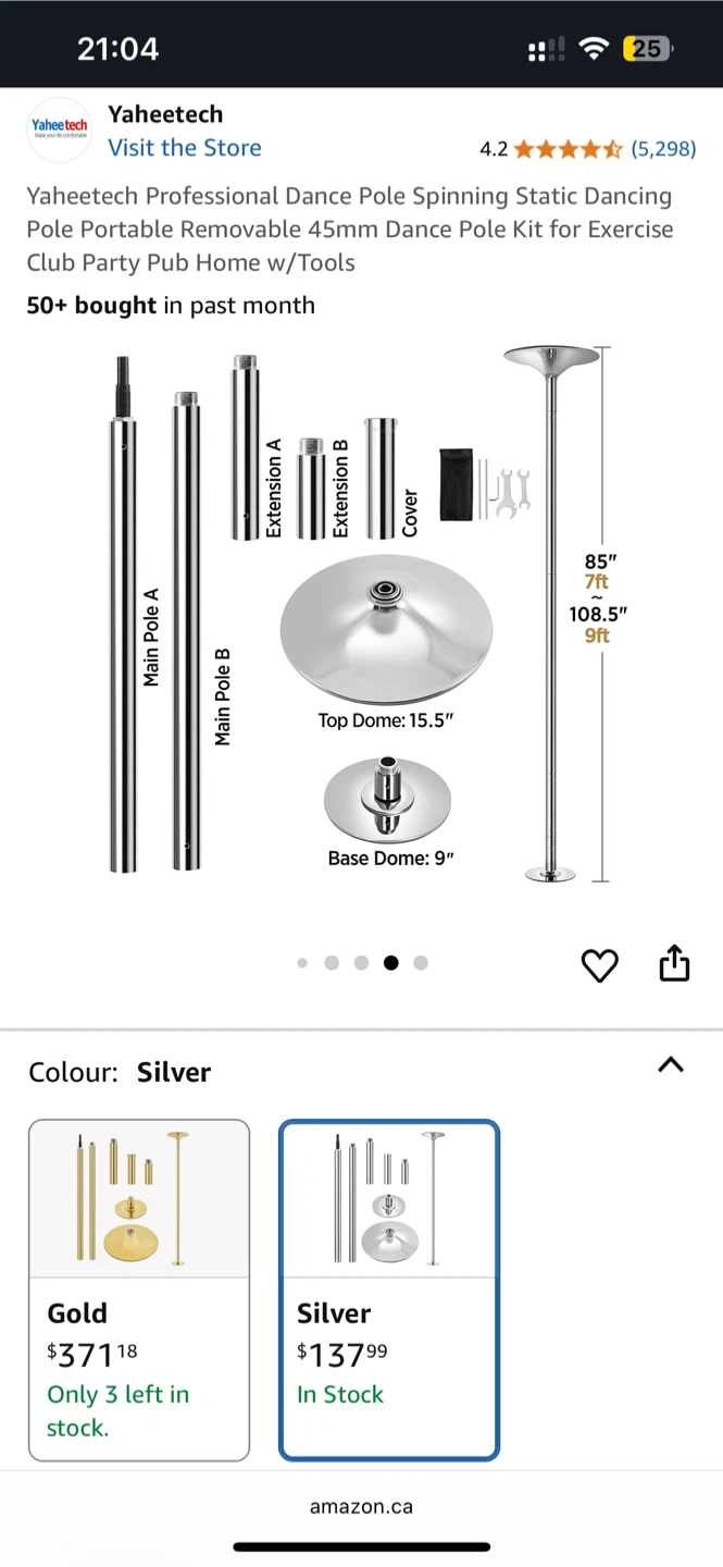 Yaheetech Dance Pole - Silver - photo 2