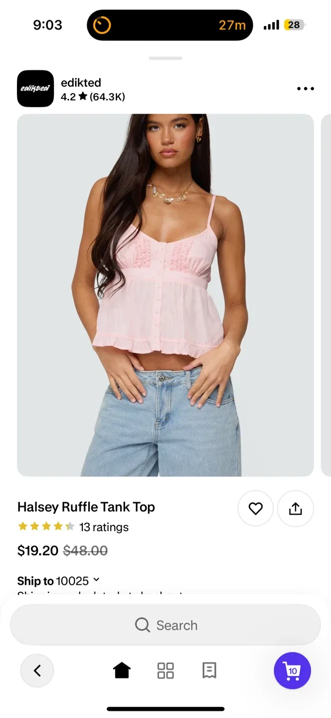 Edikted Light Pink Tank Top - Size S image indicator(6)