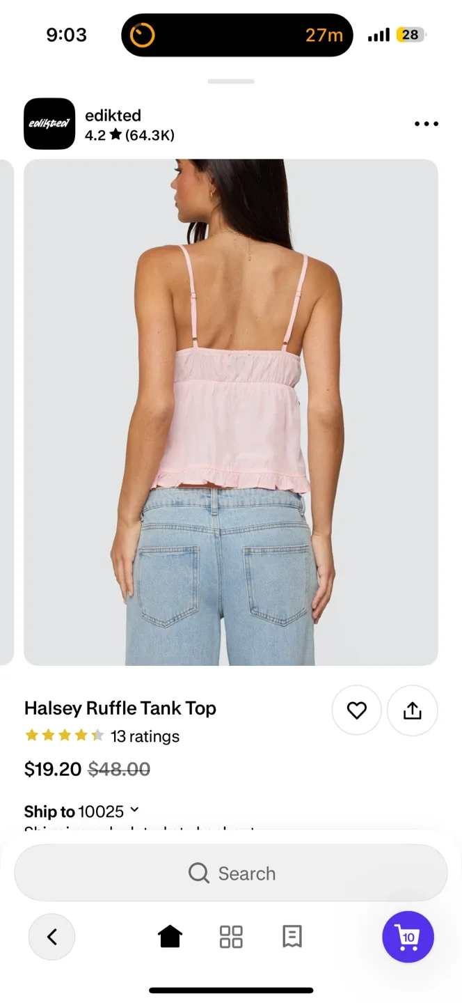 Edikted Light Pink Tank Top - Size S image indicator(7)