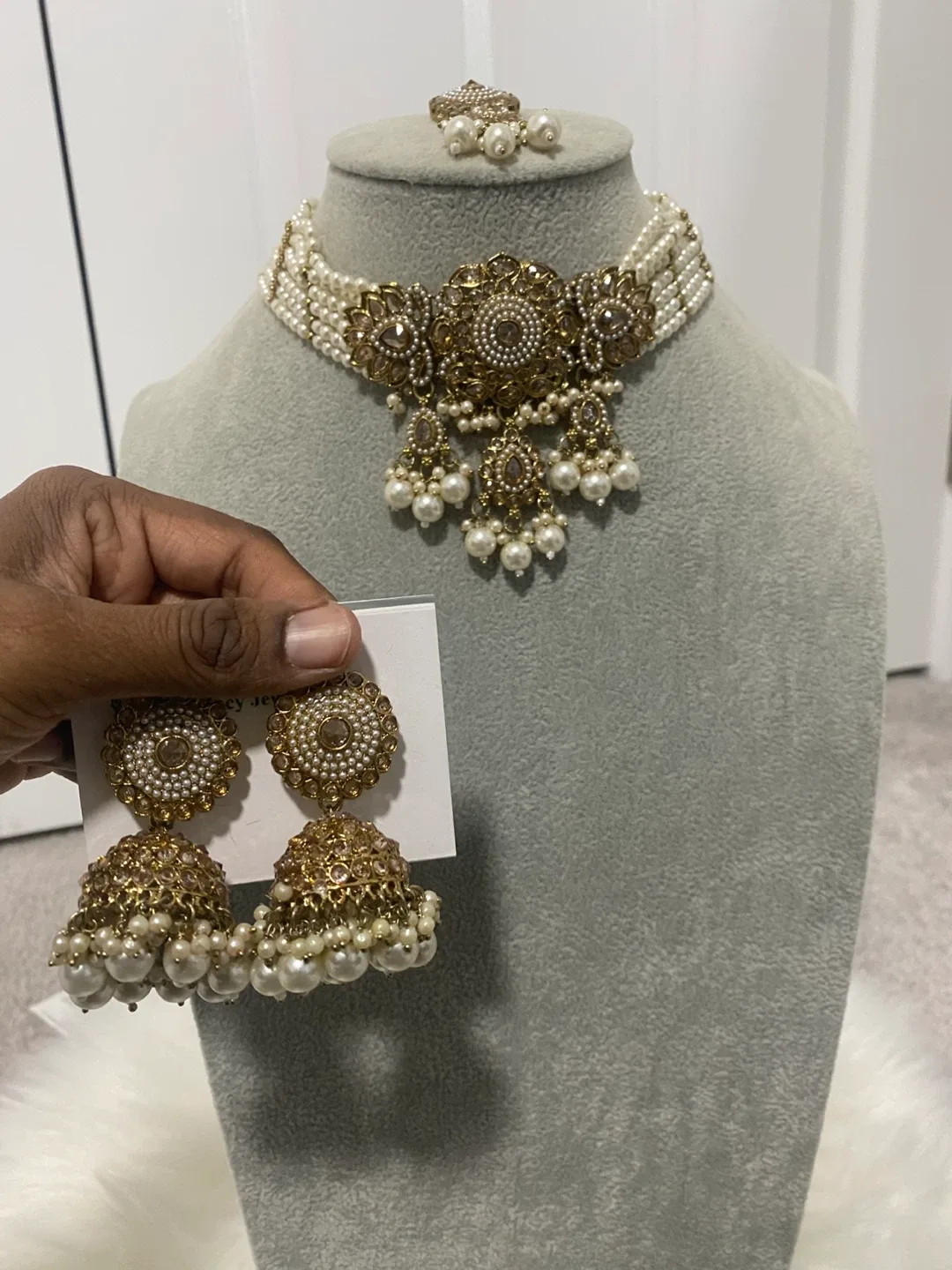 Indian Jewelry Set - Necklace, Earrings, Tikka thumbnail