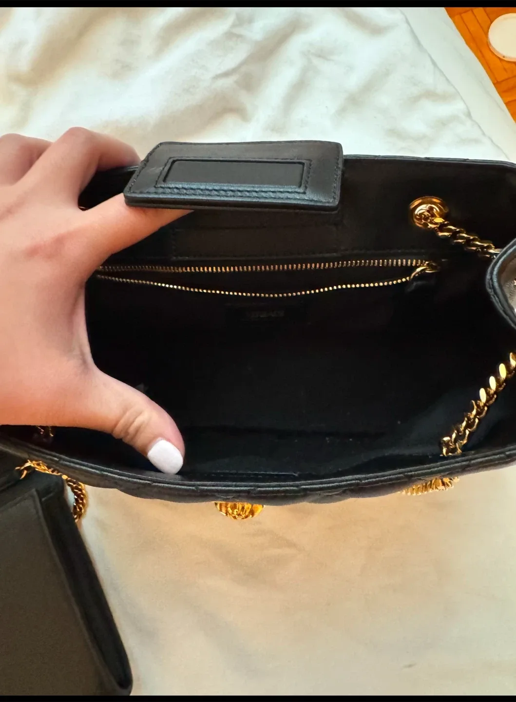 Versace Black Quilted Leather Shoulder Bag image indicator(3)