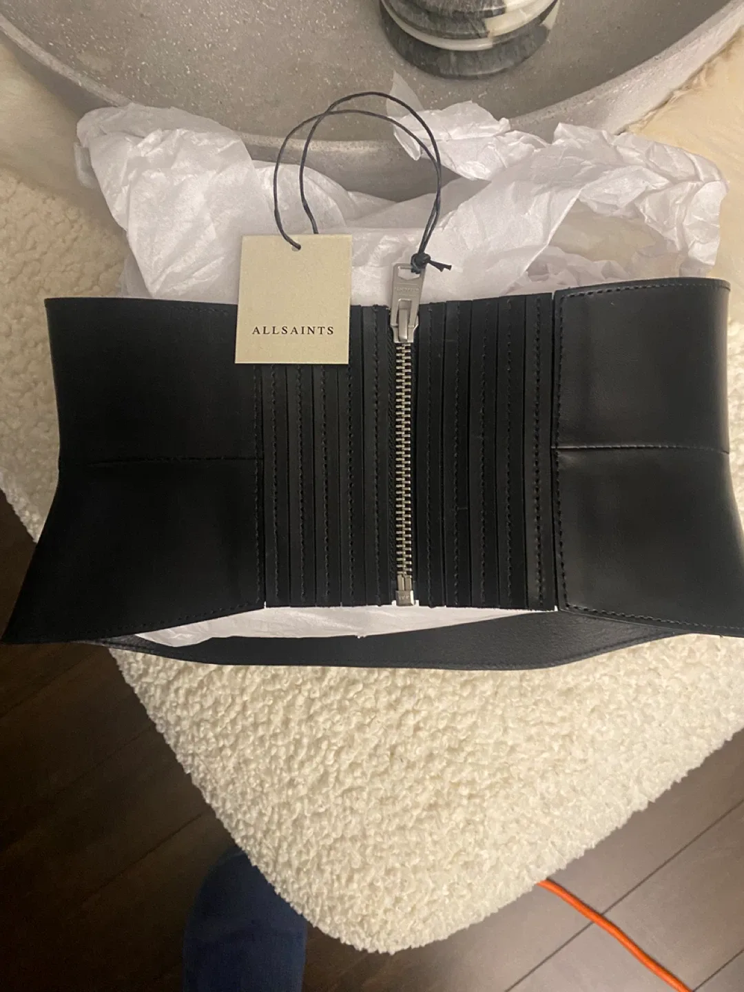 AllSaints Black Leather Corset Belt image indicator(5)