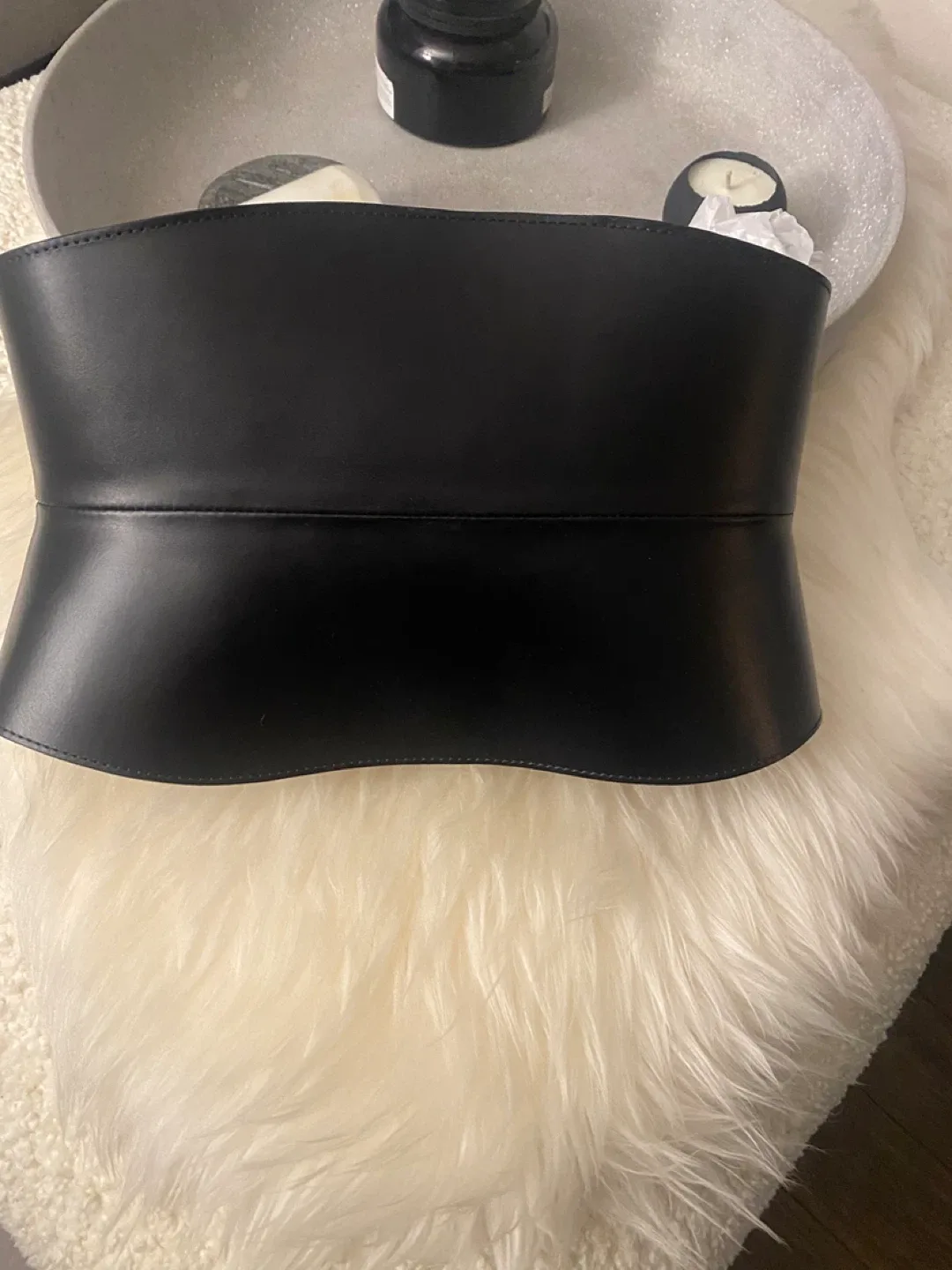 AllSaints Black Leather Corset Belt image indicator(7)