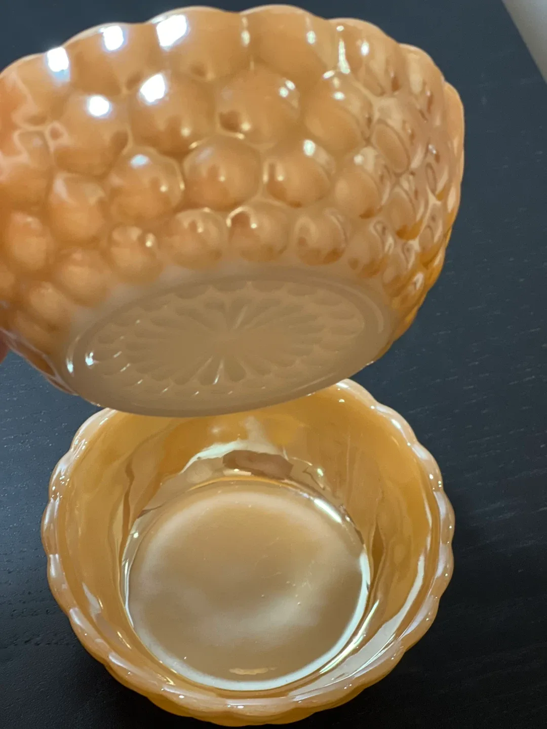 Fire King Peach Lustre Bubble Bowls (Set of 2) image indicator(6)