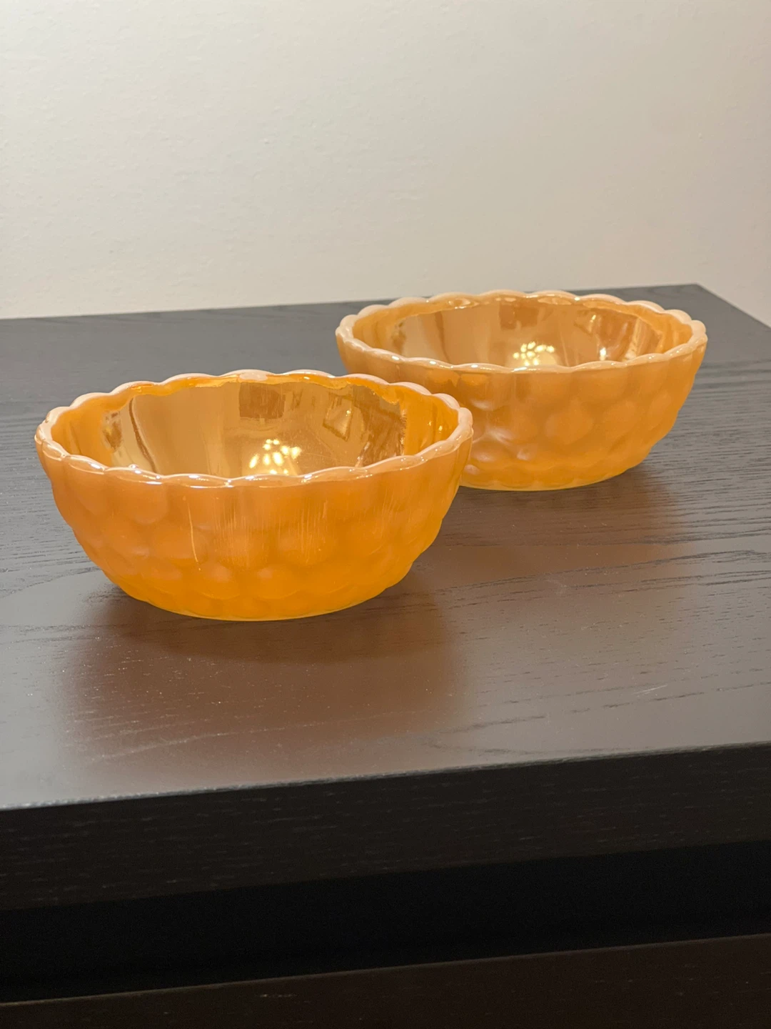 Fire King Peach Lustre Bubble Bowls (Set of 2)
