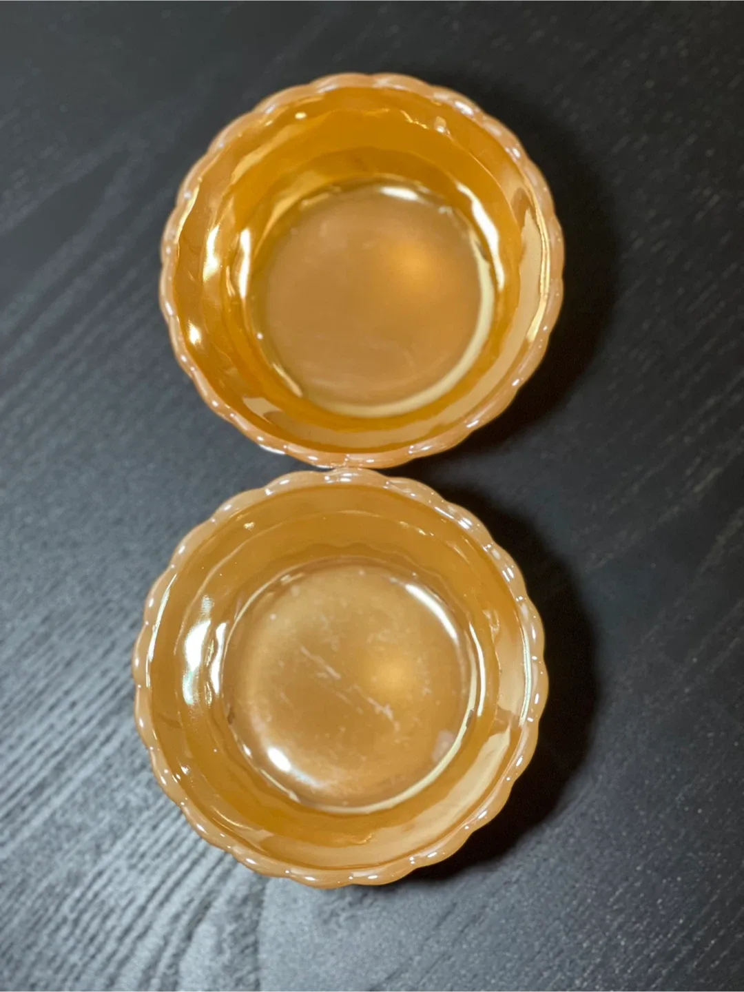 Fire King Peach Lustre Bubble Bowls (Set of 2) image indicator(2)