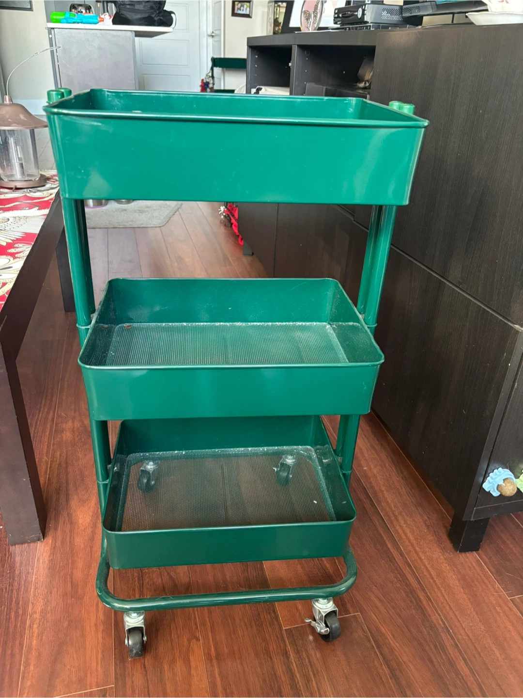 Green 3-Tier Rolling Cart