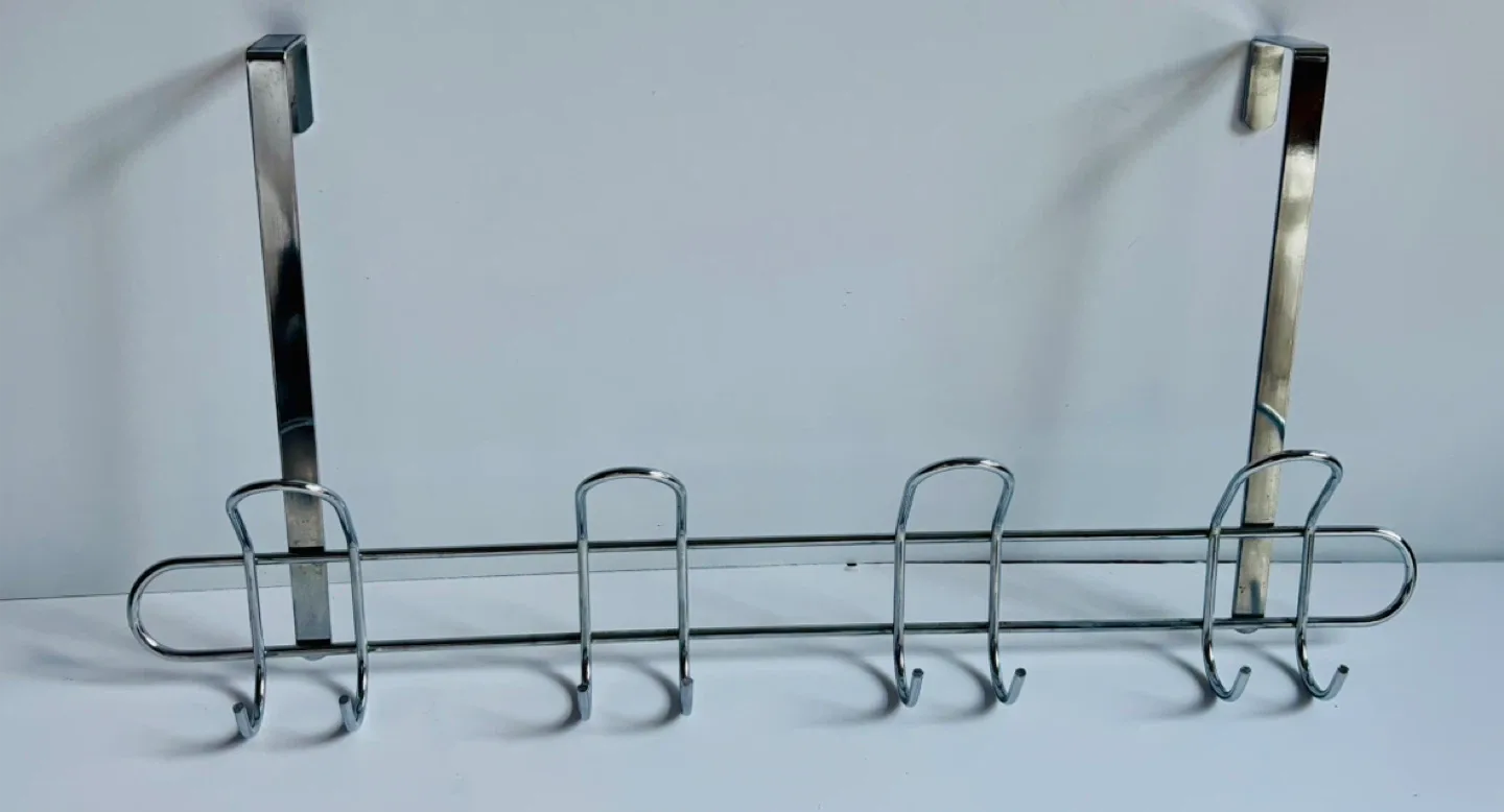 Chrome Over-the-Door Hook Rack - 5 Hooks image indicator(4)