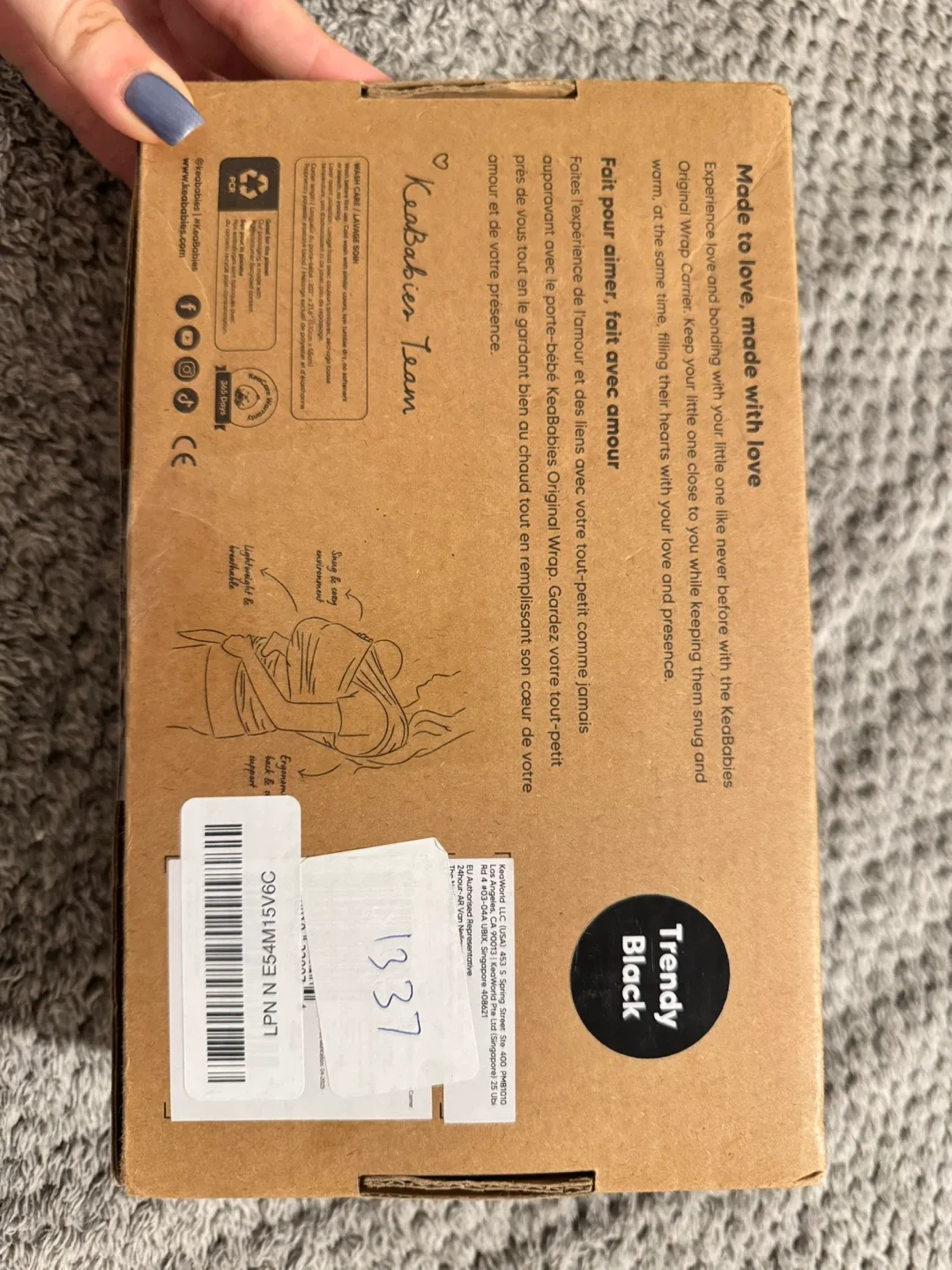 KeaBabies Original Baby Wrap Carrier - Black image indicator(7)