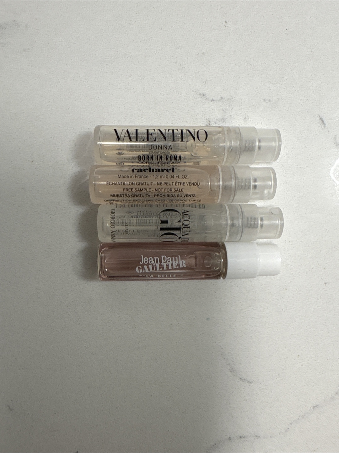 Valentino, Cacharel, Armani, Jean Paul Gaultier Perfume Samples