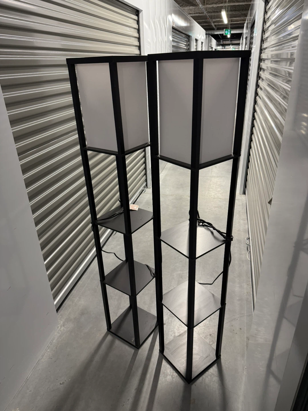 Black Floor Lamp with Shelves