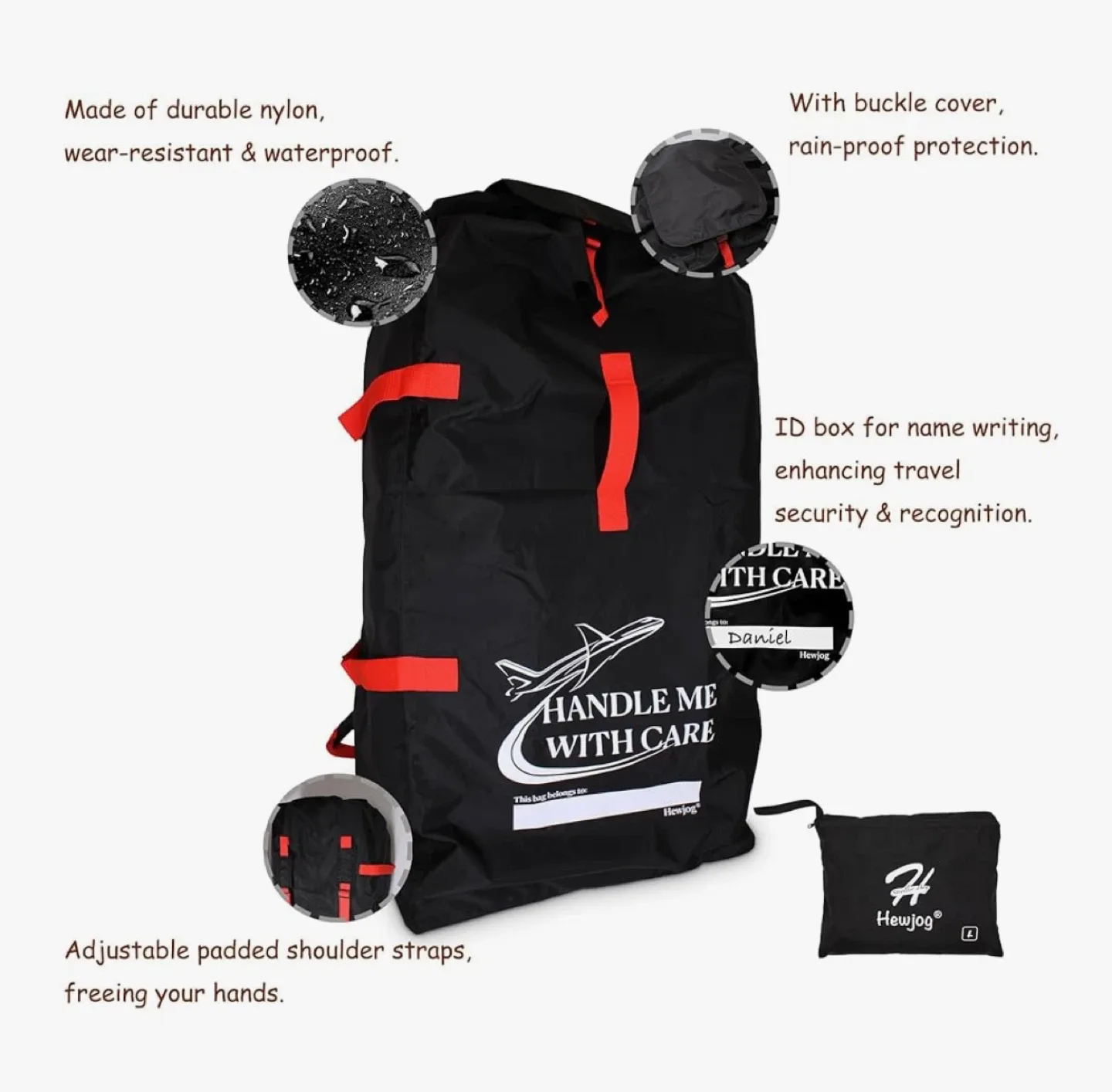 Hewjog Large Stroller Travel Bag for Airplane image indicator(3)