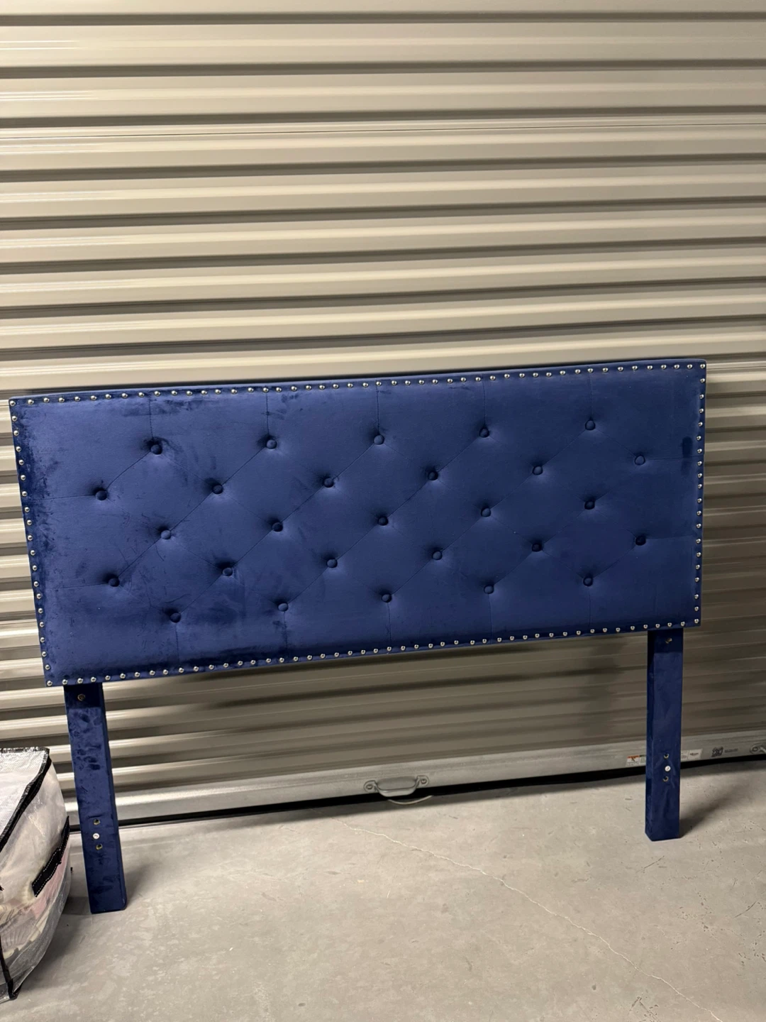 Blue Velvet Tufted Headboard