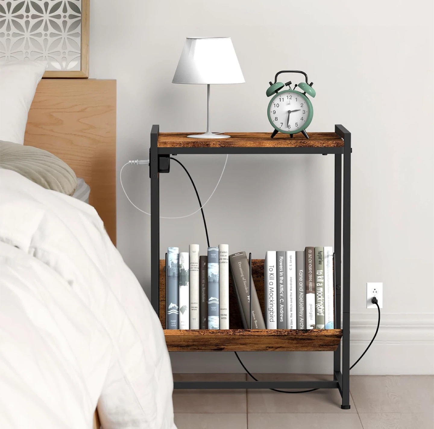 Printer table with Charging Station - Brown/Black - photo 4