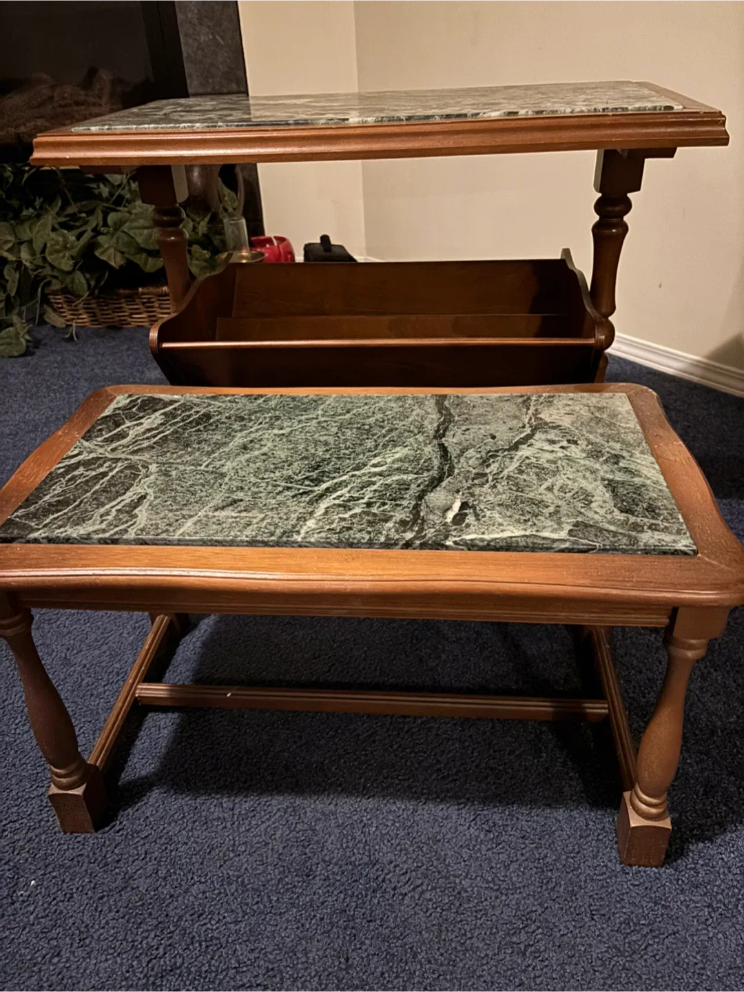 Marble Top Side Table with Magazine Rack image indicator(3)