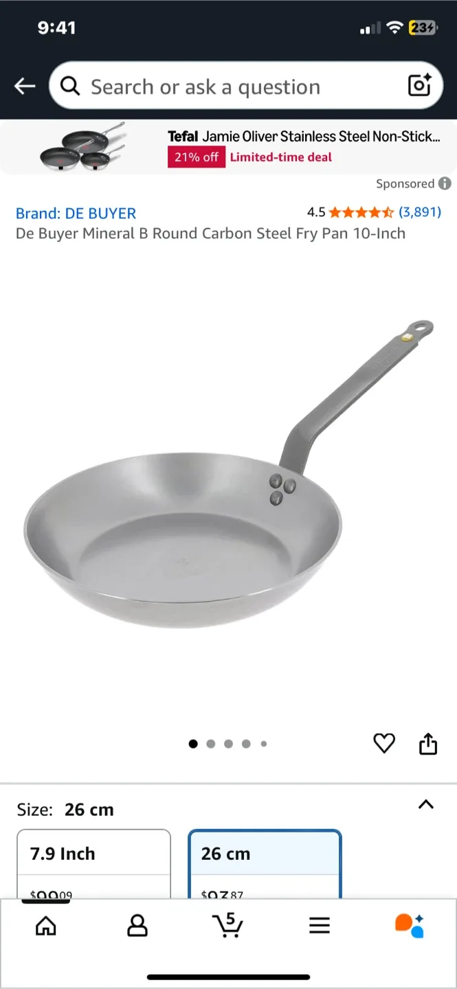 New De Buyer Mineral B Round Carbon Steel Fry Pan 10-Inch thumbnail