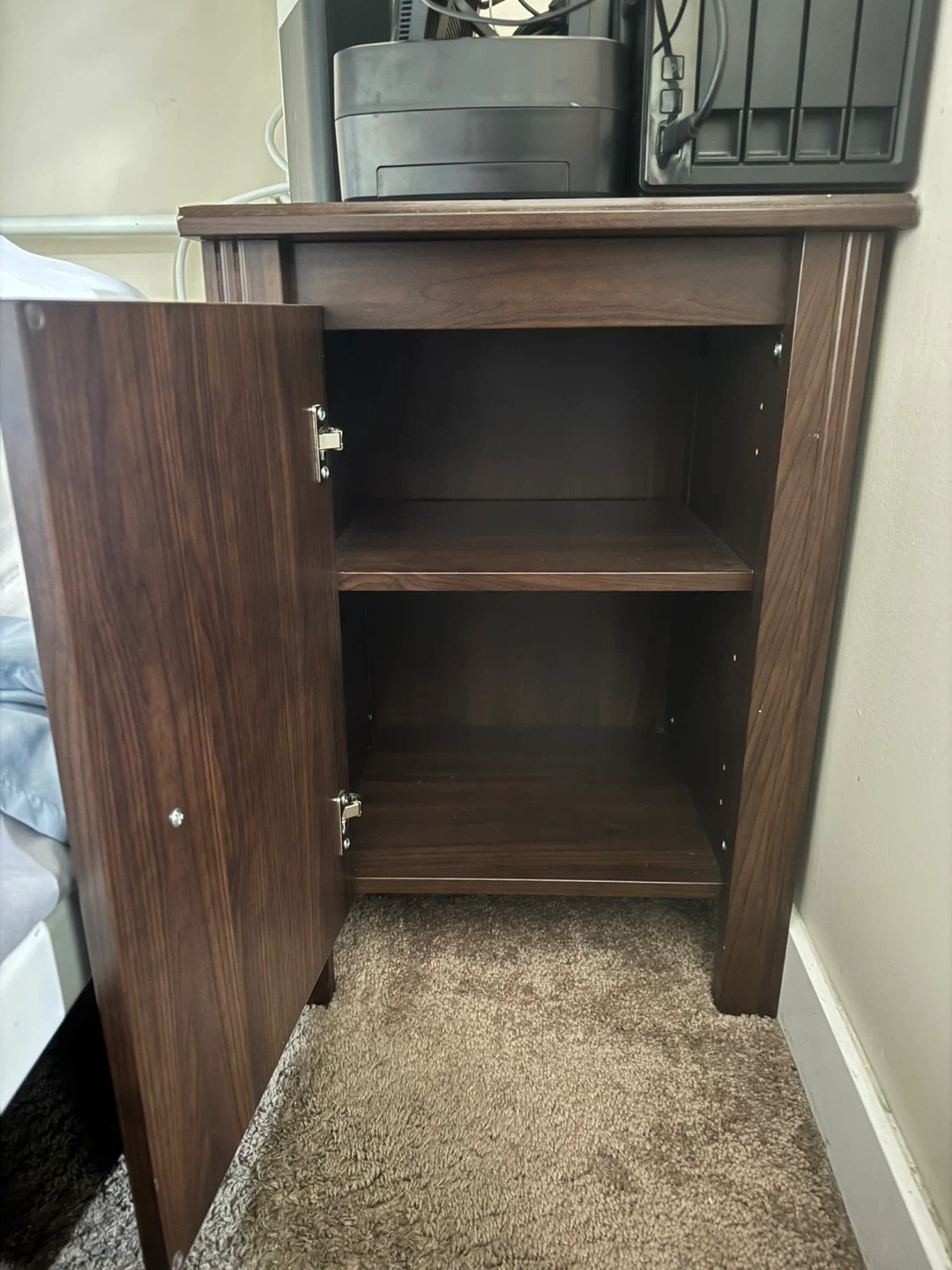 Dark Wood Nightstand with Door - photo 2