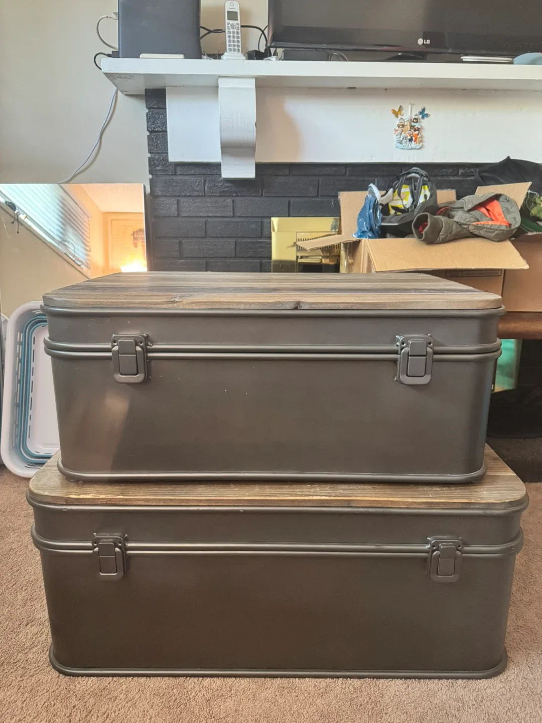 Rustic Wood Top Metal Trunk thumbnail