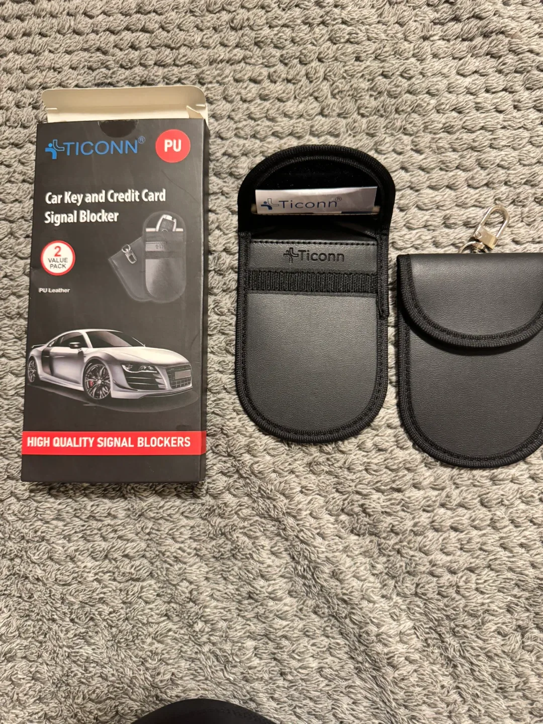 TICONN Faraday Bag (PU) - Car Key & Credit Card Signal Blocker thumbnail