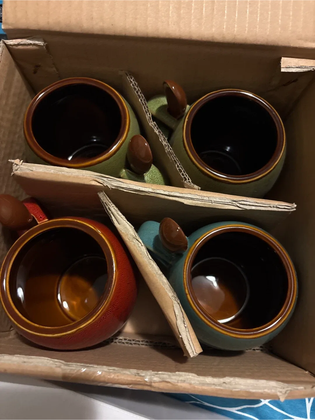 2,Set of 4 Ceramic Coffee/Soup  Mugs with spoons image indicator(2)