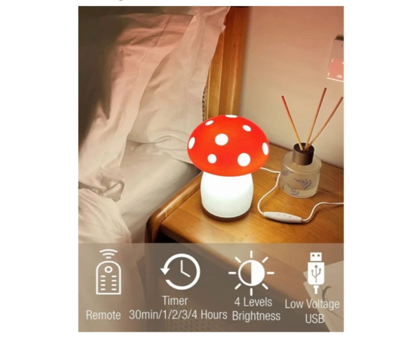 Mushroom Lamp - Exclusive Design - Red & White image indicator(9)