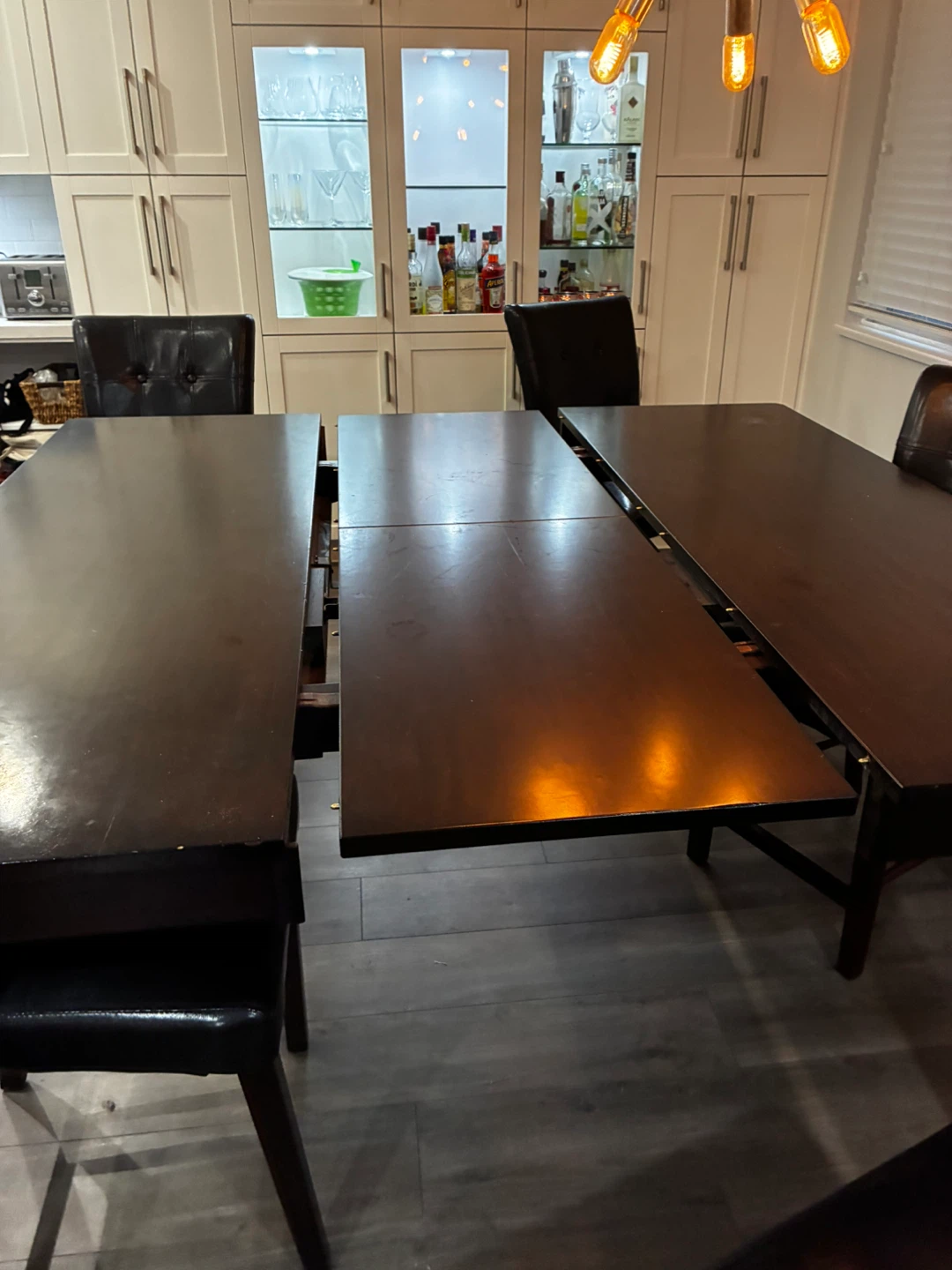 Solid Wood Dining Table Hidden Leaf + 8 Chairs - photo 3