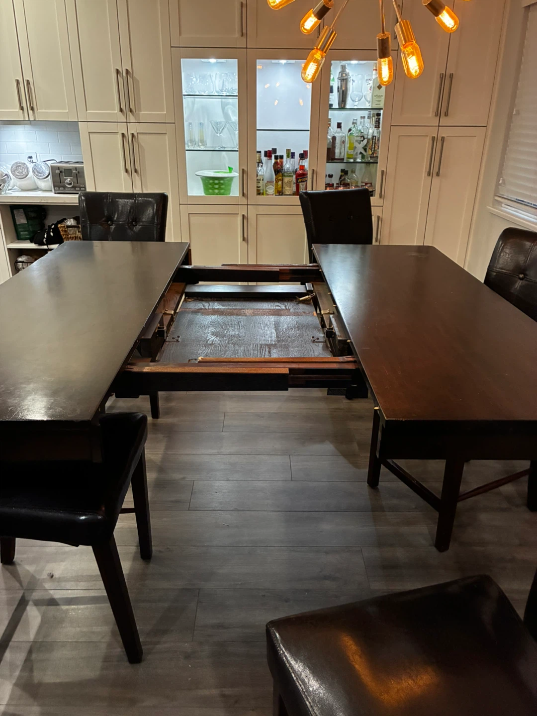 Solid Wood Dining Table Hidden Leaf + 8 Chairs - photo 2