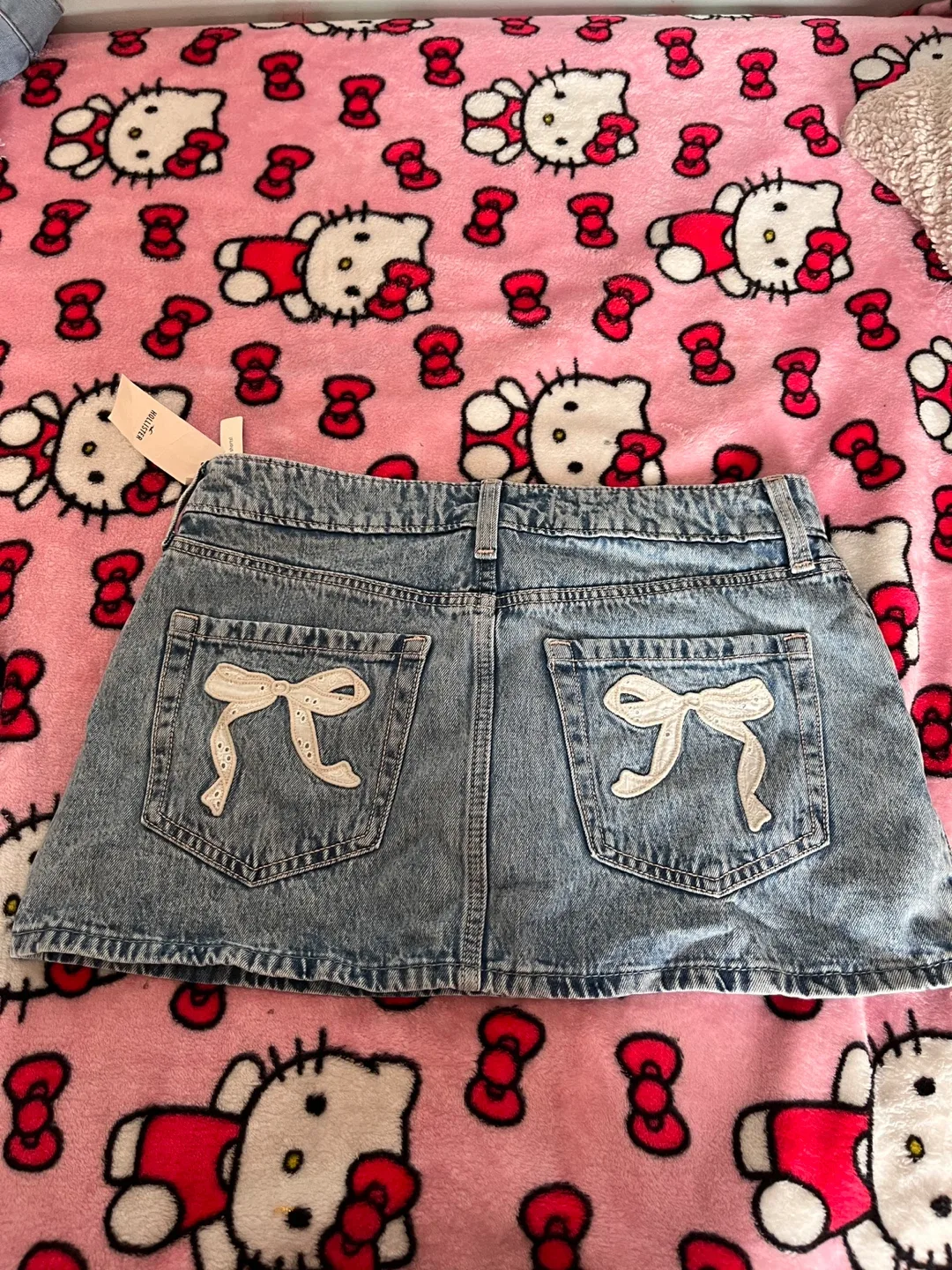 Hollister Denim Mini Skirt with Bow Detail thumbnail