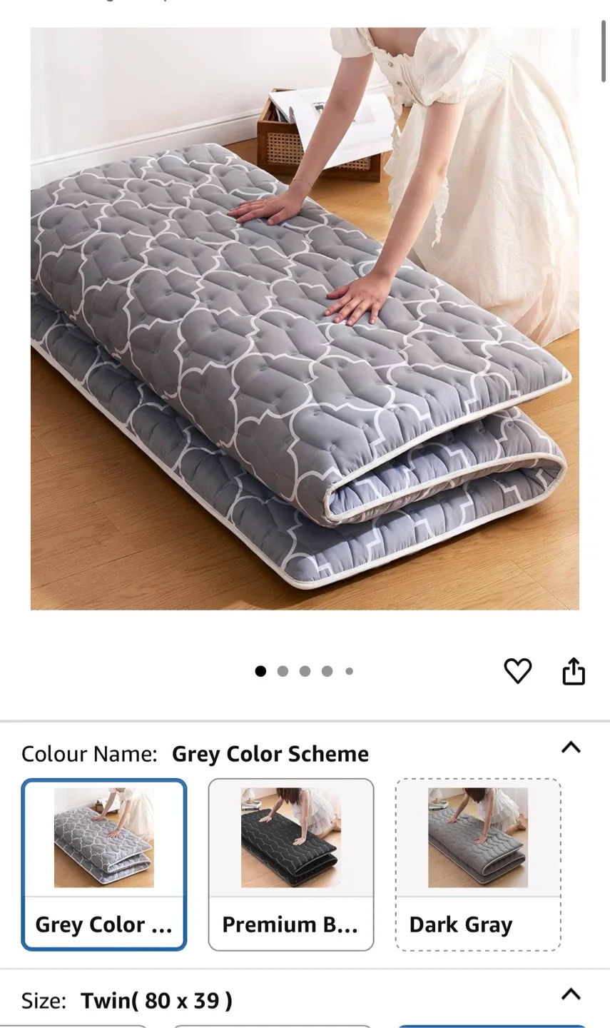 Grey Twin Size Japanese Futon Mattress thumbnail