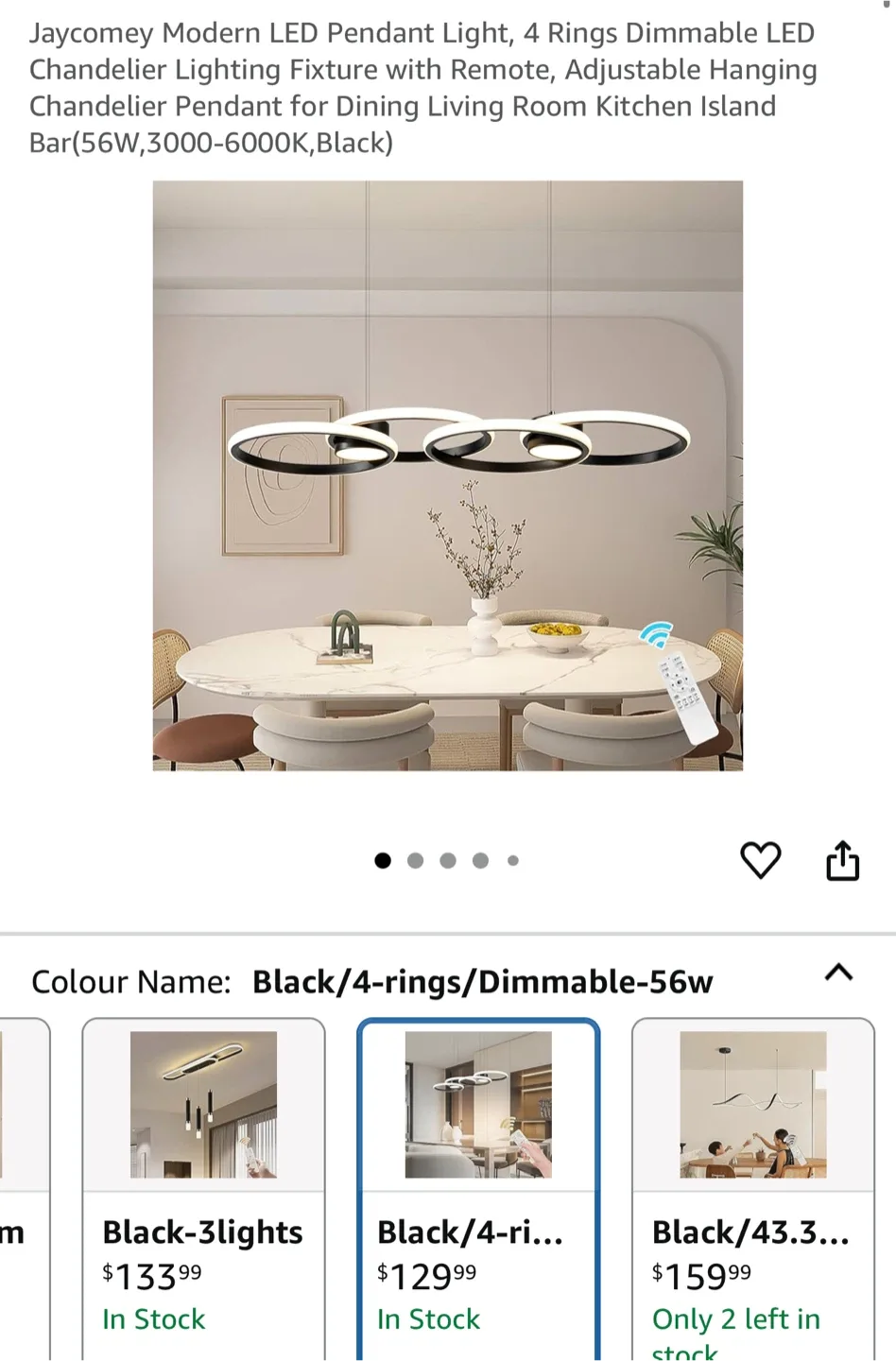 Jaycomey Modern LED Pendant Light - Black thumbnail