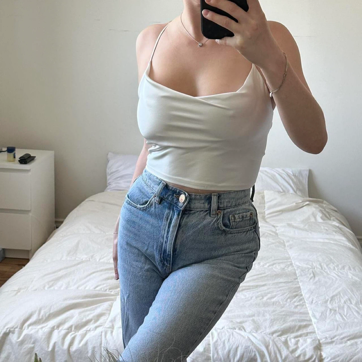 Garage white lace up camisole - photo 3