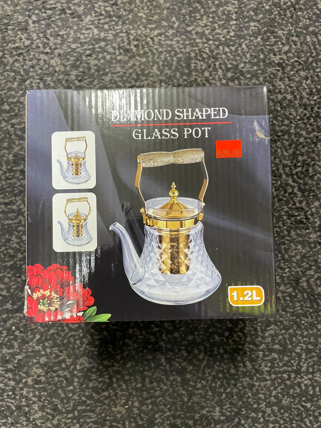 Diamond Shaped Glass Pot - 1.2L