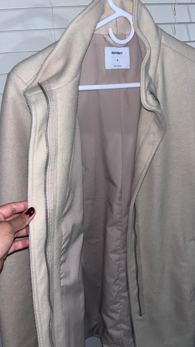 Old Navy Beige Coat - Size M image indicator(2)