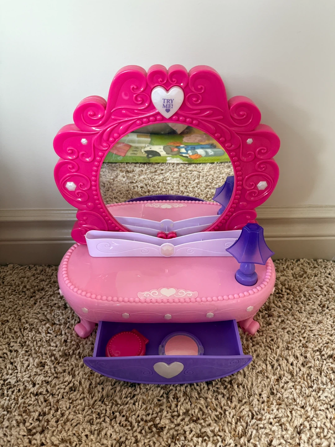 Kids Pink Toy Vanity, Polly Pocket & Baby Shark Nightlight - photo 2