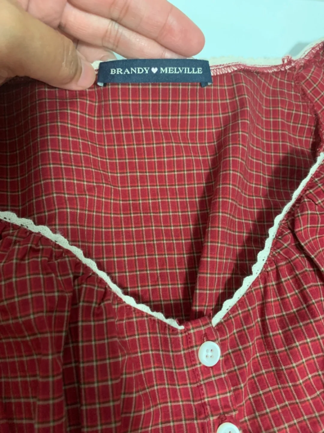 Brandy Melville Red Plaid Top image indicator(2)
