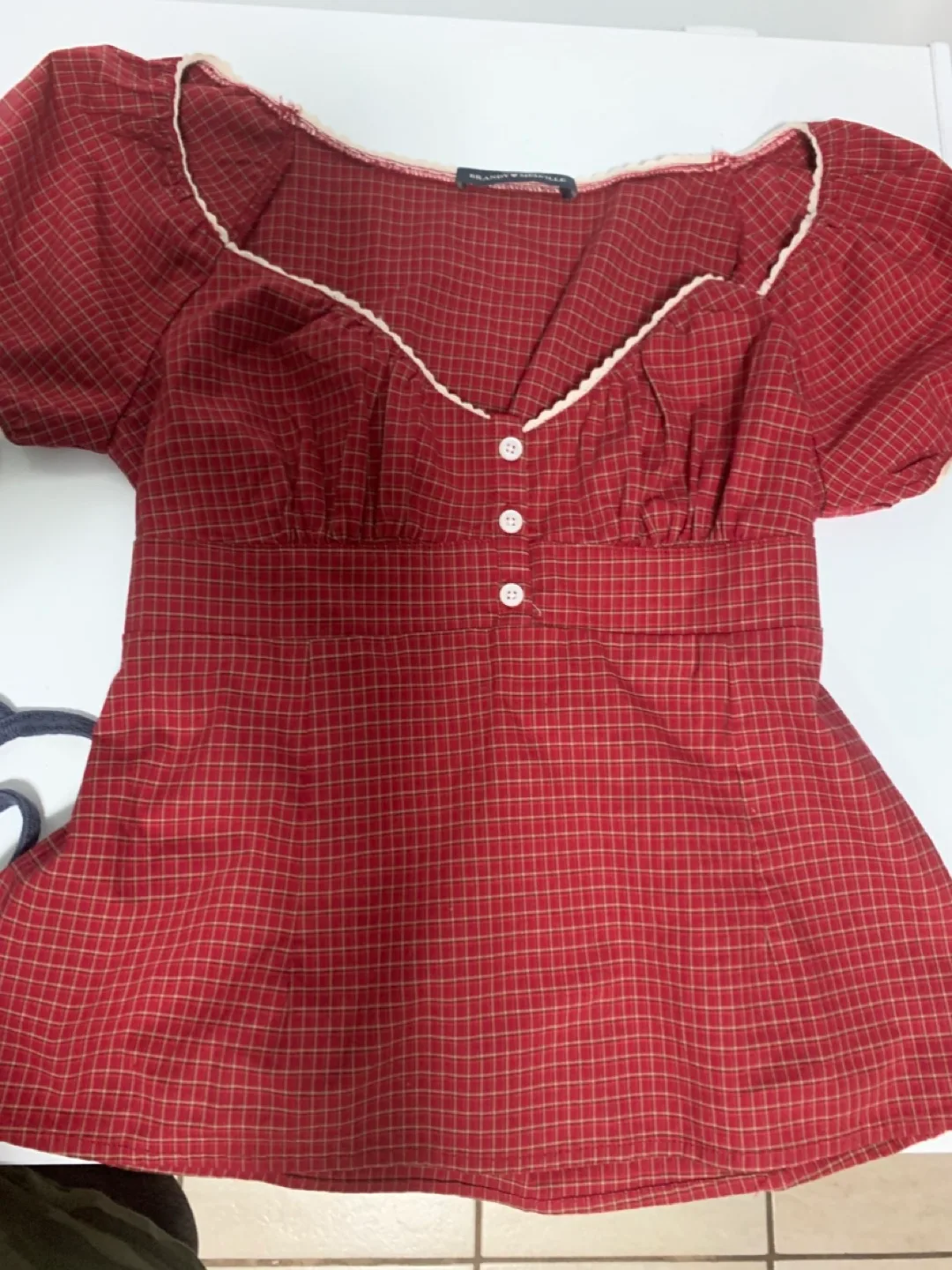 Brandy Melville Red Plaid Top thumbnail