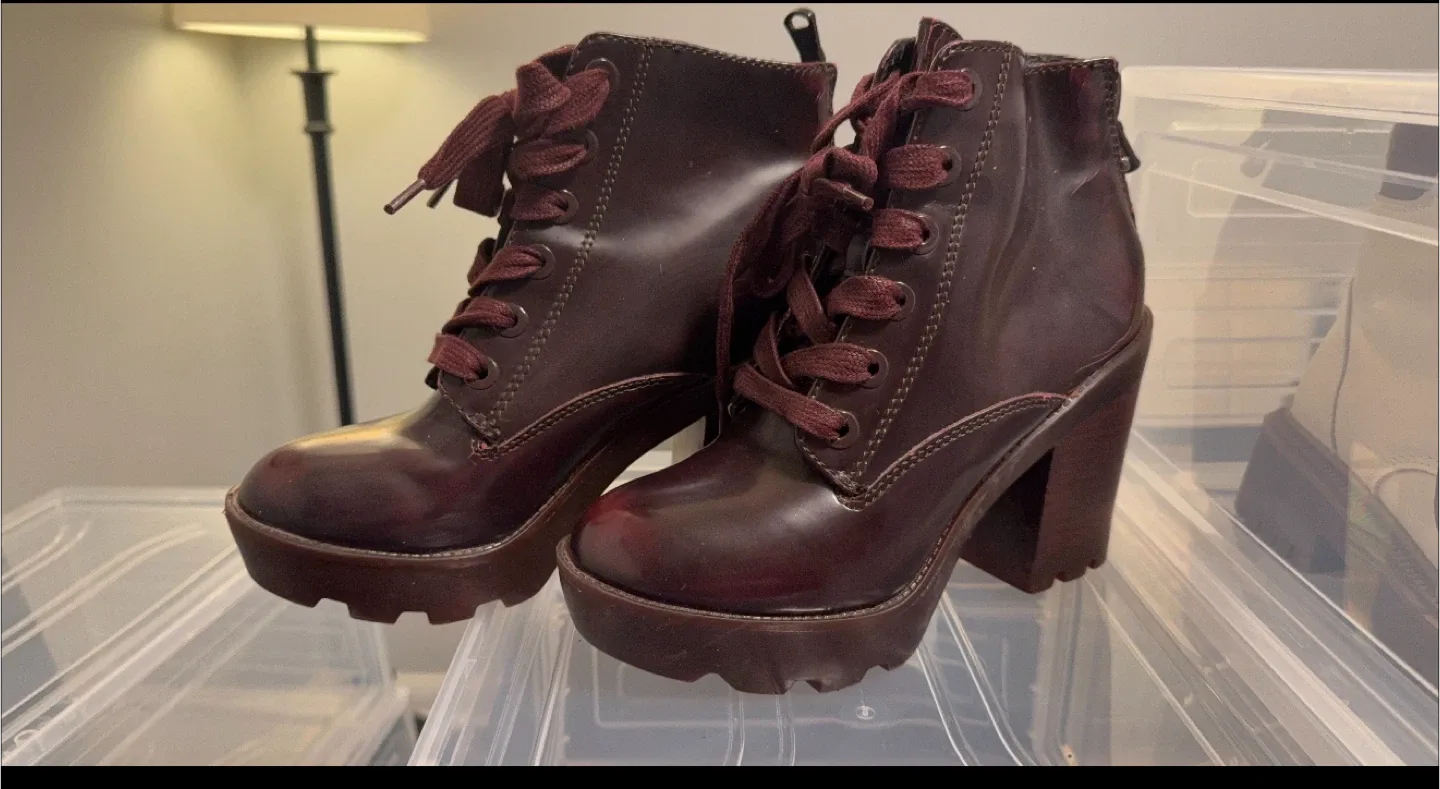 Aldo Burgundy Heeled Boots image indicator(3)